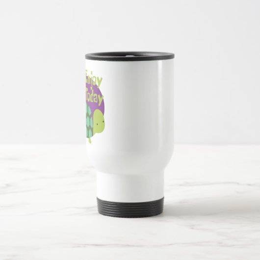 Geniet van het leven Kawaii leuke, grappige groene Reisbeker (Center)