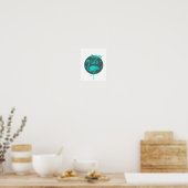 Geniet van het leven Kawaii: mooie flamingo blue & Poster (Keuken)