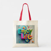 Geniet van het leven" Kleurrijke Motivatie Canvas  Tote Bag (Achterkant)