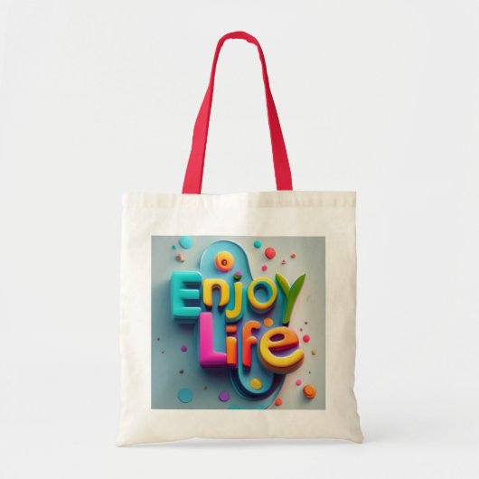 Geniet van het leven" Kleurrijke Motivatie Canvas  Tote Bag (Voorkant)