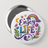 "Geniet van het leven"-knop Ronde Button 4,0 Cm (Voorkant /achterkant)