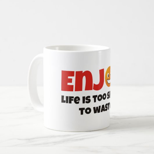 Geniet van het leven koffiemok (Voorkant links)