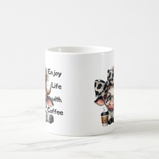 Geniet van het leven met koffie Schattigee Koe Koffiemok (Center)