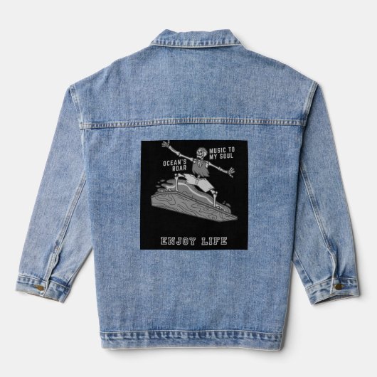 Geniet van het leven Skull Design Denim Jacket - U (Achterkant)