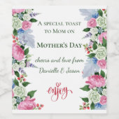 Geniet van het Moederdag White Roses Wine Label Wijn Etiket (Enkel label)