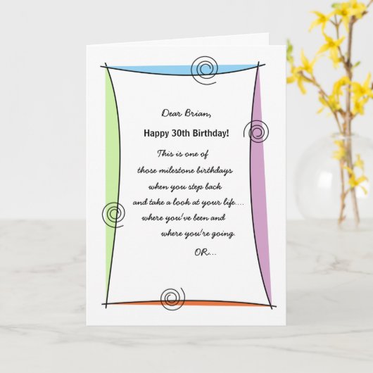 Geniet van het moment 30ste verjaardag kaart (Gele Bloem)