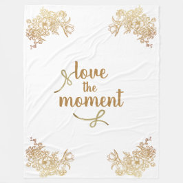 "Geniet van het Moment" Goud en wit filigraan Bloe Fleece Deken