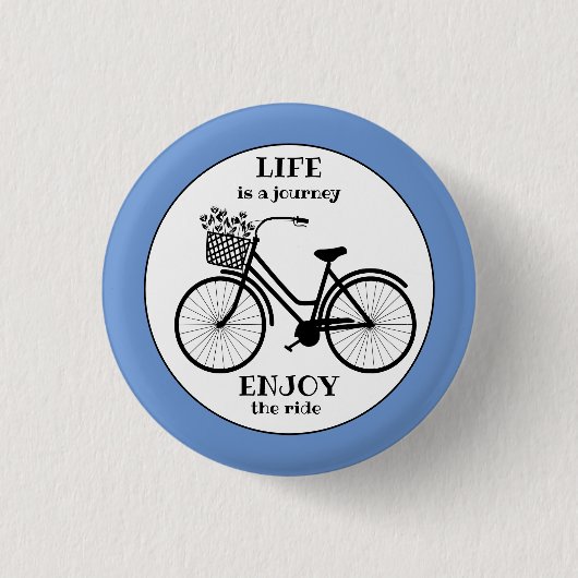 Geniet van het motivatie fietsensilhouet ronde button 3,2 cm (Voorkant)