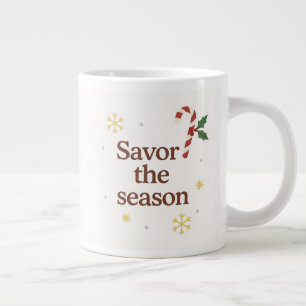 Geniet van het seizoen   Kerstmug met snoepcane Grote Koffiekop