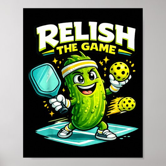 Geniet van het spel leuke pickleball pickle speler poster (Voorkant)