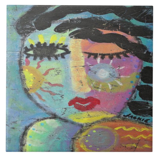 Geniet van het Zonneschijn Abstract Portret van ee Tegeltje (Voorkant)