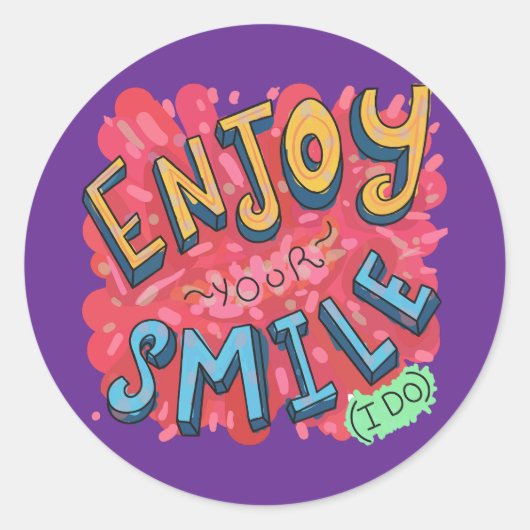 Geniet van je glimlach (dat doe ik) ronde sticker (Voorkant)