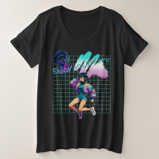 Geniet van je leven grote maat t-shirt (Design voorkant)