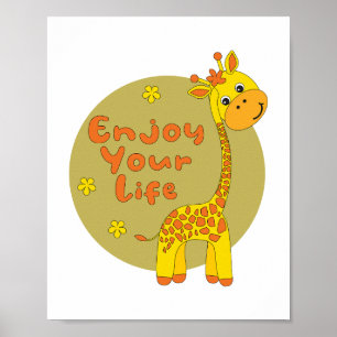 Geniet van je leven Kawaii schattige gele baby gir Poster