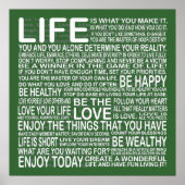 Geniet van je leven poster in groen (Voorkant)