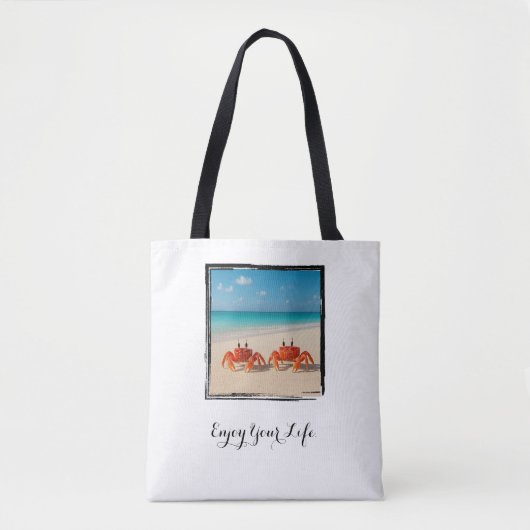 Geniet van je leven - Two Crabs Beach Tote Bag (Voorkant)