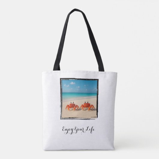 Geniet van je leven - Two Crabs Beach Tote Bag (Achterkant)