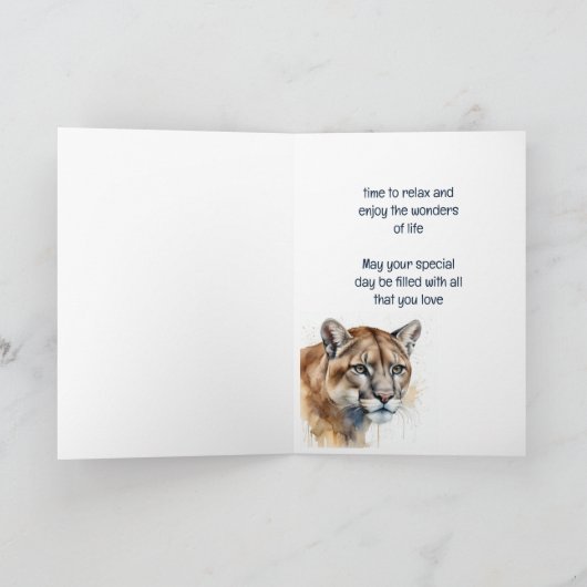 Geniet van je verjaardag Cougar Mountain Lion Anim Kaart (Binnen)