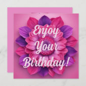 Geniet van je verjaardag! Roze Bloemen Verjaardag (Voorkant / Achterkant)