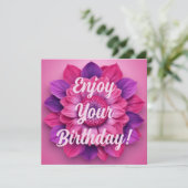 Geniet van je verjaardag! Roze Bloemen Verjaardag (Staand voorkant)