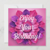 Geniet van je verjaardag! Roze Bloemen Verjaardag (Voorkant)