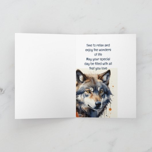 Geniet van je verjaardag Wilde Wolf Dier Kaart (Binnen)