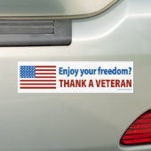Geniet van je vrijheid? Dank een Veteraan. Bumpersticker (Op auto)