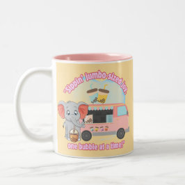 Geniet van jumboformaat, één bubbel tegelijk tweekleurige koffiemok