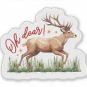 Geniet van Kerstmis met een speels rendier! Sticker (Voorkant)