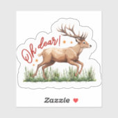 Geniet van Kerstmis met een speels rendier! Sticker (Vel)