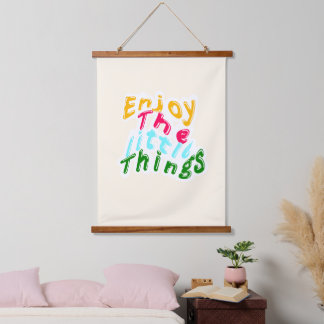 Geniet van Kleine Dingen Typografie Kunstprint Hangend Wandkleed