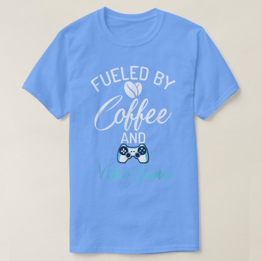 Geniet van koffie- en videospelletjes t-shirt (Design voorkant)