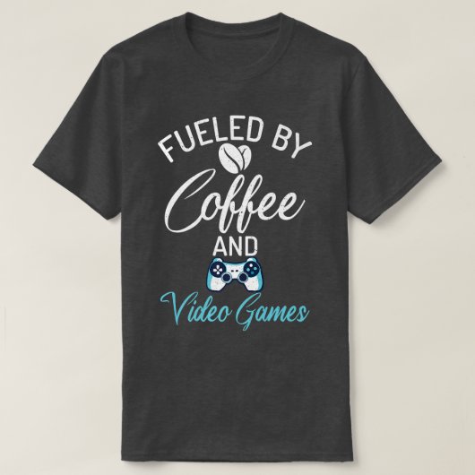 Geniet van koffie- en videospelletjes t-shirt (Design voorkant)
