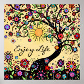 "Geniet van leven" Fun Inspirerend leslokaal Poster (Voorkant)