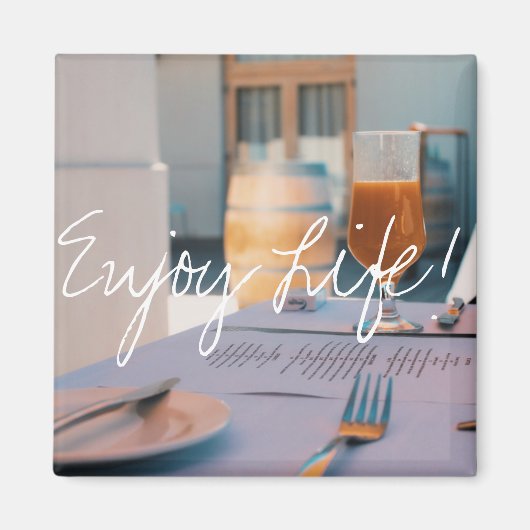 Geniet van Life Juice Restaurant Menu Magnet (Voorkant)