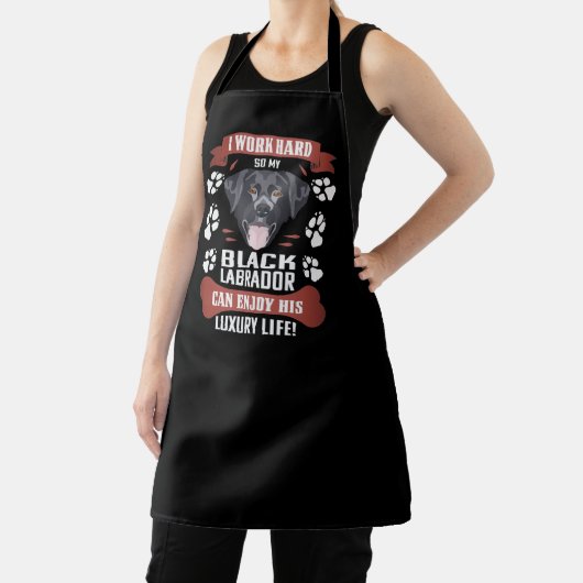 Geniet van Luxury Life, Black Labrador, Lab Schort (Insitu)