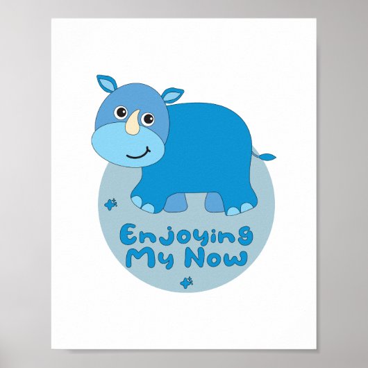 Geniet van mijn schattige blauwe neushoorn in Kawa Poster (Voorkant)