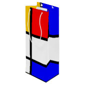 Geniet van moderne kunst in Mondrian-stijl Wijn Cadeautas (Achterkant Gekanteld)