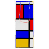 Geniet van moderne kunst in Mondrian-stijl Wijn Cadeautas (Voorkant)