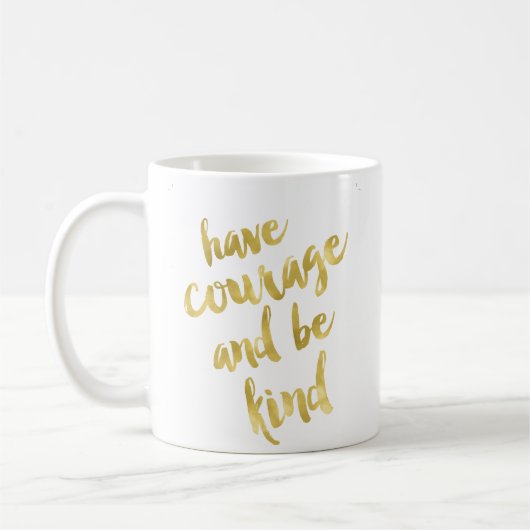 Geniet van moed en wees vriendelijk Faux Gold en w Koffiemok (Links)