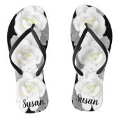 Geniet van mooie witte Gardenia ventilator op zwar Teenslippers (Voetbed)