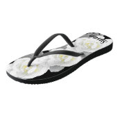 Geniet van mooie witte Gardenia ventilator op zwar Teenslippers (Schuin)