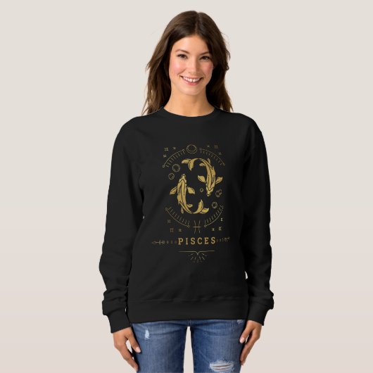 Geniet van Pisces Zodiac Sign Novelty Graphic T - Trui (Voorkant volledig)