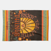 Geniet van Quote Sun Heart Fun Chic Gepersonalisee Theedoek (Horizontaal)