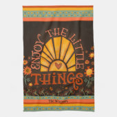 Geniet van Quote Sun Heart Fun Chic Gepersonalisee Theedoek (Verticaal)