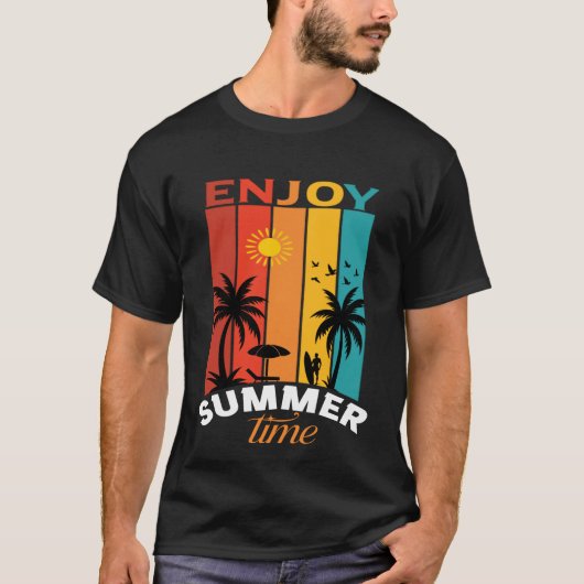 Geniet van Retro Beach T-shirt voor de zomer (Voorkant)