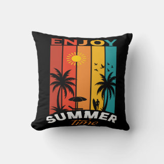 Geniet van Retro Beach T-Shirt voor de Zomer Kussen