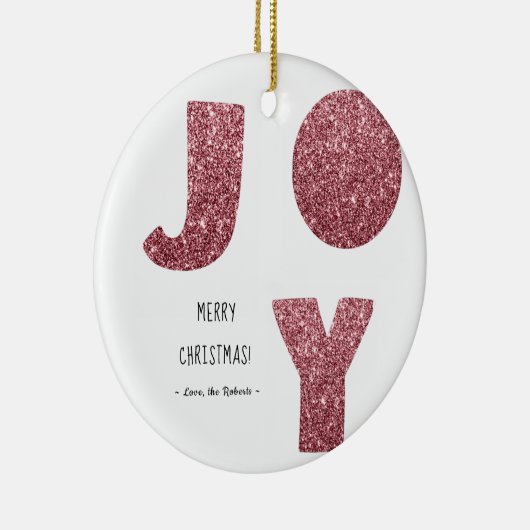 Geniet van roos gouden glitter vrolijk kerstfeest keramisch ornament (Rechts)