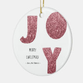Geniet van roos gouden glitter vrolijk kerstfeest keramisch ornament (Links)