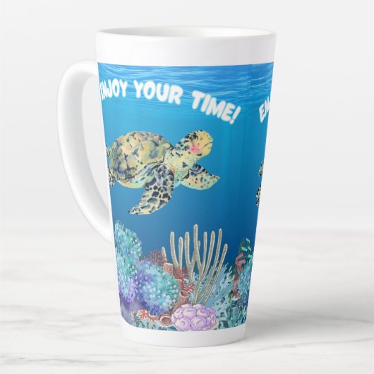 Geniet van schildpadden latte mok (Linkerhoek)